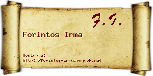 Forintos Irma névjegykártya